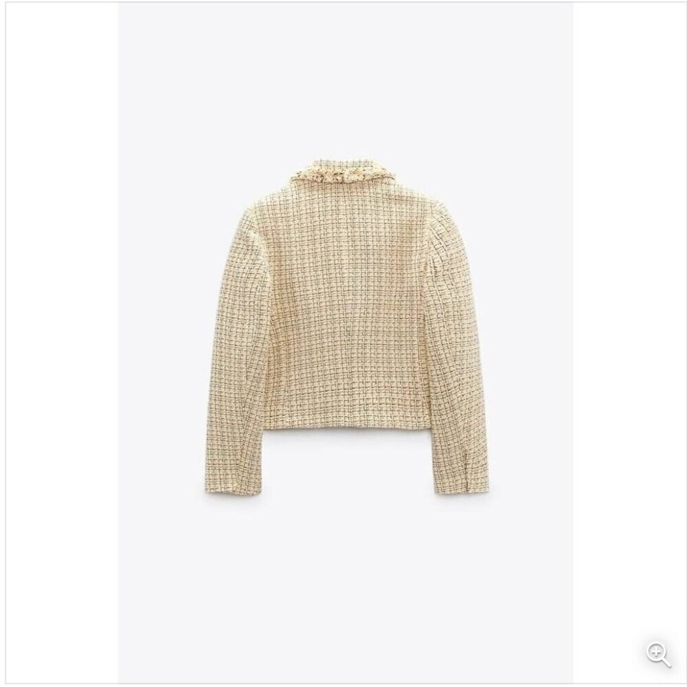 Zara Tweed Double-Breasted Jacket with Fringe, Size Medium NEW WITH TAG! - Picture 12 of 12